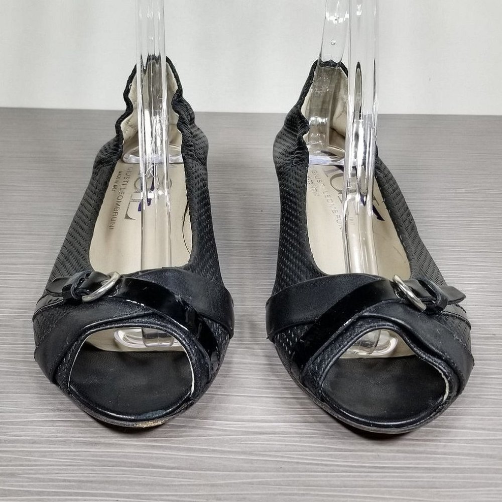 AGL Peep Toe Wedge Pump, Black Perforated Leather, Womens Size 7.5 US / 37.5 - Picture 2 of 12